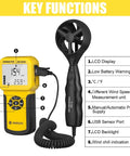 Beast HVAC Anemometer Handheld Wind Speed Meter For Airflow And Temperature 0.001 To 100 Mph With Five Percent Accuracy And 1.8 F Temperature Precision Includes Meters Per Second Feet Per Minute Knots Kilometers Per Hour And Miles Per Hour, yellow handheld unit and sensor fan