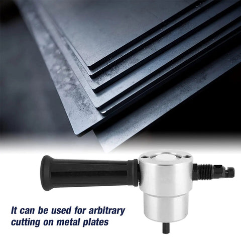 Prof Nibbler For Drill 160a Hand Sheet Metal Cutter Saw on metal plates for precise cutting and shaping with rotary dual attachment.