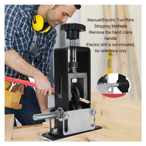 No Sweat Heavy Duty Wire Stripper Tool for Electricians and Tradesmen, manual and electric cable peeler with soft grip.