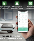 Smartphone app interface for Beefy 277 To 480V Level 2 EV Charger, 80 Amp, J1772 Plug, Single Phase Power, up to 50 ft cord.
