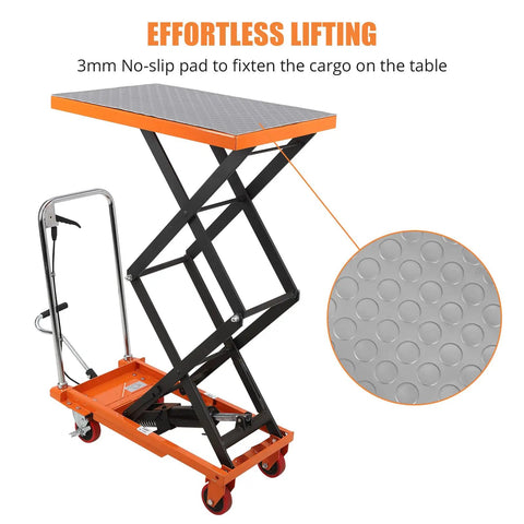 Heavy Duty Hydraulic Lift Table Cart For Material Handling Up To 770 Lbs And 59 Inch Lift Height With Non Slip Pad