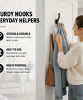 6 Pack Black Aluminum Coat Hooks No Drill Heavy Duty Wall Hooks Hold 50 Lbs Rust Proof Corrosion Resistant For Bathroom Kitchen Laundry Garage Great For Mudroom Hallways Closets And Entryways on wall holding coats