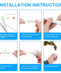 Installation instructions for Outdoor Patio Misters Misting System Bundle, showing cutting tube, inserting and connecting nozzles.