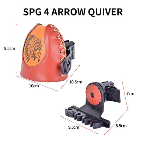 Adjustable Leather Archery Arrow Quiver With Quick Shoot System For Longbow Or Recurve Bow Holds 4 Or 6 Arrows Easy Clip