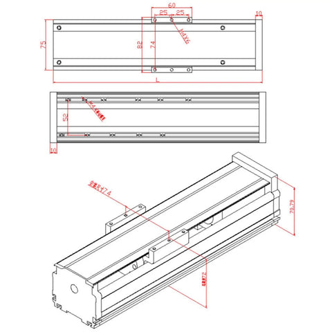 Rock Solid Cnc Slide Stage Actuator Building Slick Motion Systems With Smooth Ball Screw Linear Guide Rail 100Mm Stroke aluminum blueprint with measurements.