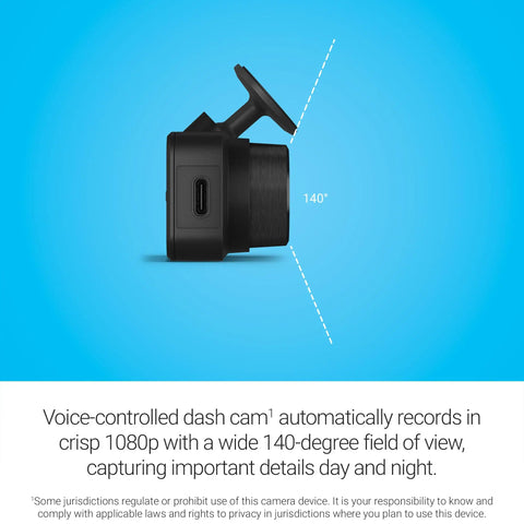Side view of Ultra Compact Dash Cam Mini 3 1080p HD Car Camera with 140-degree view, built-in clarity polarizer, voice control.
