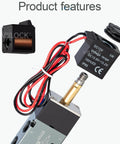 5 Way 2 Position Pneumatic Solenoid Valve, Aluminum Alloy Body with DC 12V Coil and Wire, Product Features