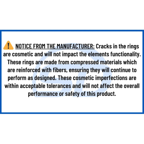 Notice from manufacturer about cosmetic imperfections for 12 Inch Triple Radiant Surface Element Replacement.
