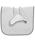 Dressage Saddle Pad And Crocheted Bonnet Set For Horses White And Black Two In One Equestrian Gear With Contoured Poly Cotton Padding