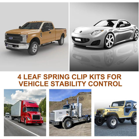 Images of vehicles using Four Piece Stainless Steel Leaf Spring Clamp Kit For Three Inch Wide Leaf Springs with Bend Repair Clips.