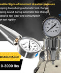 Drawbar Pull Gauge For CNC Spindles Direct Readout 0 To 3000 Lbs Five Eighths Inch Eleven Thread Retention Knob Works On CAT40 And BT40 CNC Machines Heavy Duty Spindle Pull Test Meter For Precise Readings, 0-3000 lbs gauge on CNC spindle