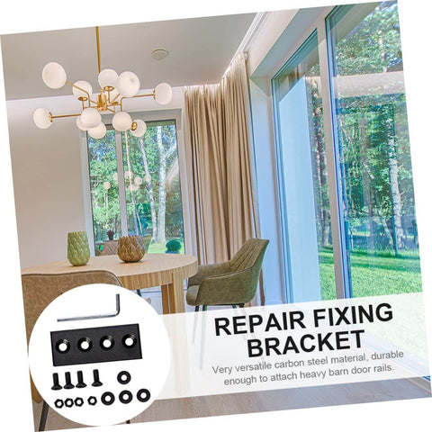 Barn Door Track Mending Plates Set For Easy Fixes Flat Plate Track Connector Brackets And Straight Repair Plates image with tools