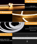 LED Neon Rope Lights 12V Warm White Dimmable 16 Feet Waterproof Silicone Neon Strip features and design highlights.