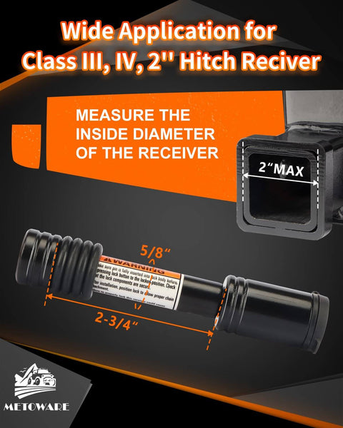 Five Eighth Inch Locking Trailer Hitch Pin Anti Theft Receiver Lock For Two Inch Receiver Tubes Class Three And Four Hitches High Strength Steel Black One Pack