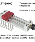 Compact Vise With Screw And Double Guide Rods For Rock Solid Clamping On Welding Tables And CNC Drilling Machines Perfect For Small PCB Components And Mini Vise Set With Grooved Mounting For Secure Easy Setup, stainless steel, with M5 screws and T-nuts