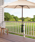 Built Tough Heavy Duty Adjustable Metal Patio Umbrella Holder Clamp Stand For Deck Railing Outdoor Courtyard And Balcony Wind Resistant Mount