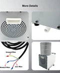 Solid Shop Beast Heavy Duty 1HP Oil Mist Collector with detailed wiring and inlet outlet images for CNC machines.