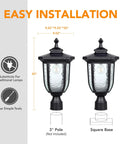 60 LED Solar Pineapple Hanging Lantern Light For Outdoor Garden And Patio, easy installation diagram, black square base