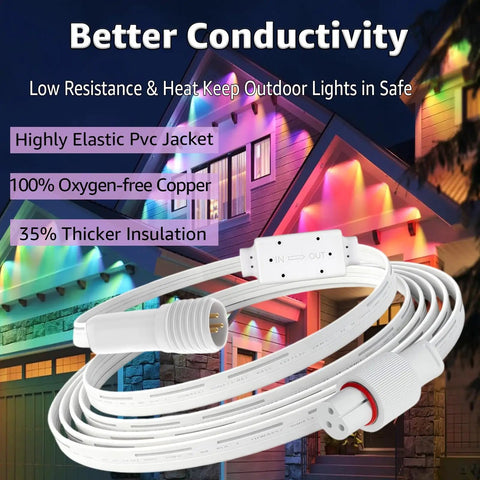 Heavy Duty 16 Foot Signal Booster Extension Cable For Outdoor LED Strip Lights IP68 Waterproof 3 Pin Driver Module Adapter with PVC jacket.