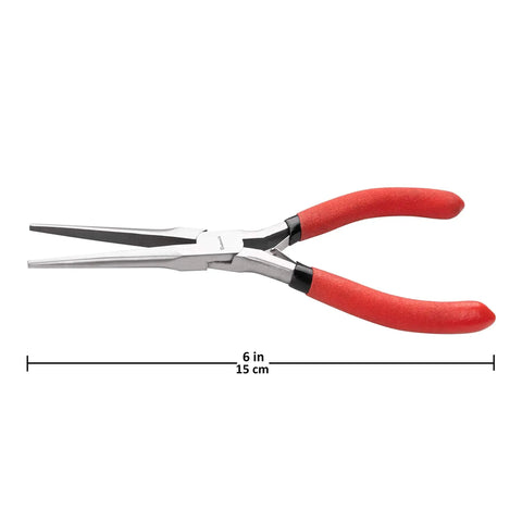 6 Inch Needle Nose Pliers With Extra Long Tapering Non Serrated Jaws For Jewelry Making displayed on white background