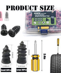 Self Service Tire Plug Kit With Screw Type Plugs And Compact Screwdriver, Two Sizes Rubber Nails, 60 Pieces, No Jack Needed Quick Patch For Cars Motorcycles Trucks And Bikes, Flat Tire Fix On The Go