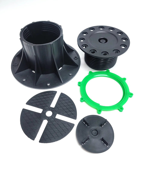 Components of Adjustable Deck Support Pedestals Built For Indoor And Outdoor Foundations 5 To 7 Inch Elevation