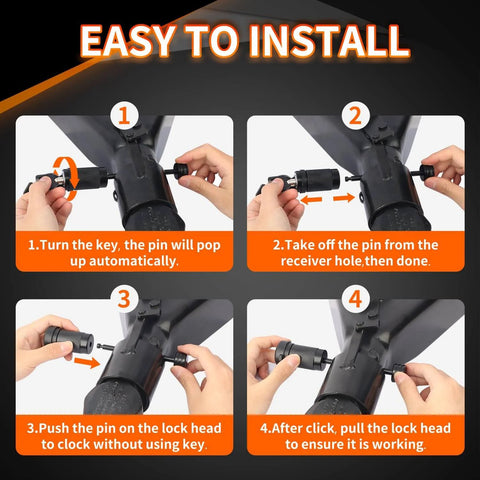 Beefy Heavy Duty Trailer Tongue Coupler Lock With One Quarter Inch Diameter Pin And Three And One Half Inch Span Latch Hitch Lock installation steps.