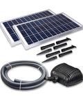 Large Solar Water Pump Kit Moves 900 GPH With Dual 35 Watt Sun Powered Panels For Plug Free Submersible Flow components and accessories.