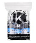 Front view: CamKIX lens and screen cleaning kit with 3 spray bottles and 3 microfiber cloths in a clear resealable bag