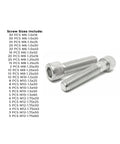 306 Piece Metric A2 Stainless Steel Allen Socket Head Cap Bolts Set M6 M8 M10 M12 Assortment Silver Finish 18 8 Grade