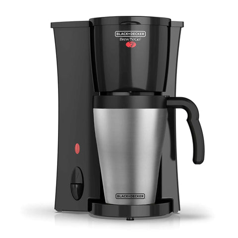 On The Go Personal Coffee Maker Brews 15 Ounces Directly Into A Stainless Steel Travel Mug 0.45 Liters Black And Stainless Finish