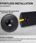 Close-up of Heavy Duty Rubber Wall Bumper Guards 5 Pack showing countersunk holes for easy installation on walls.