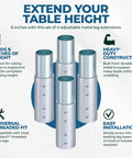 Solid Heavy Duty Galvanized Steel Table Legs For Commercial Workstations Kick Up Your Kitchen Game Six Inches With Nsf Certified Standup Support Built Different For The Daily Grind And Arrives As A Fresh Four Pack visible in a close-up view of the four metal leg extensions.