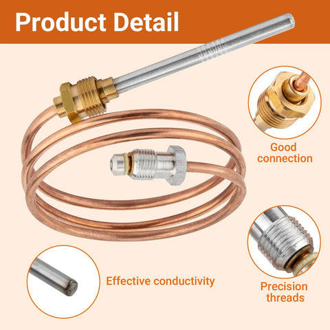 Copper thermocouple replacement coil with brass adapters and metal probe tip