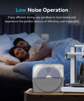 Filament Dryer Box S1 Plus with Built In Circulation Fan beside a 3D printer, promoting low noise operation for home use.