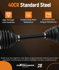 Pair Front CV Axle Shafts Assembly For Ford Escape And Lincoln MKZ AWD, featuring 40CR standard steel, showcasing wear resistance and durability.