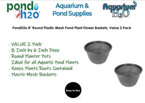 8 Inch Round Water Garden Aquatic Mesh Pond Plant Basket Two Pack Value Slotted Planter Pots For Lily Flowers And Aquatic Plants Perfect For Aquaponics And Hydroponics Black displayed.