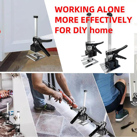 Greywolf Multi-Function Furniture Lifter With Dual Arm Jacks, black manual tool lifting cabinetry in home improvement projects.