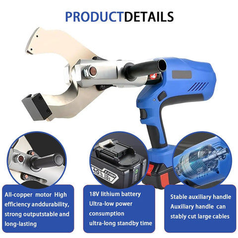 Cordless Cable Cutter 150KN-250KN Hydraulic Wire Shears with digital display and battery pack detail