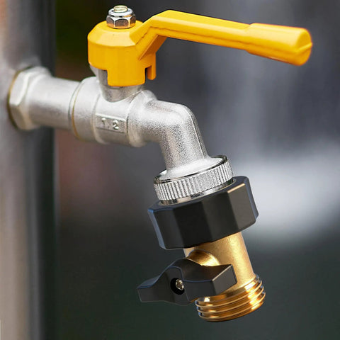 Two Pack Three Quarter Inch Brass Garden Hose Shut Off Valve With Extended Handle Heavy Duty Water Control For Easy Flow Includes Four Extra Rubber Washers For Tight Leak Free Fit on garden hose