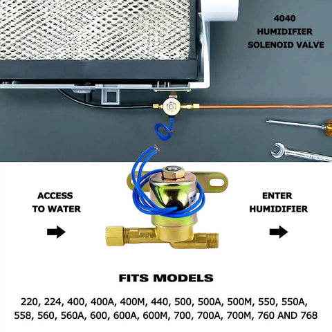 Water Solenoid Valve Replacement 4040 for Humidifiers 24V 2.3W 60Hz 125 PSI Blue with model compatibility list