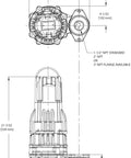 Detailed diagram of Heavy Duty High Head Effluent Double Seal Pump dimensions and specifications.