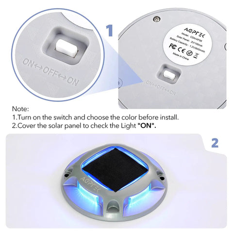 Solar Driveway Lights Outdoor 12 Pack With Dual Color Modes Blue Light And Cool White Waterproof LED installation guide