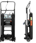 Heavy Duty Electric Stair Climbing Hand Truck 900 Lbs Capacity with sturdy S-shaped arms, showing front and side view.