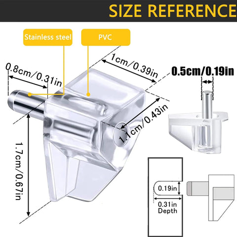 Clear 5mm Plastic Shelf Pegs 20 Pack Self Locking Clips for Kitchen Cabinets Bookshelves Closet Furniture Replacement Pins
