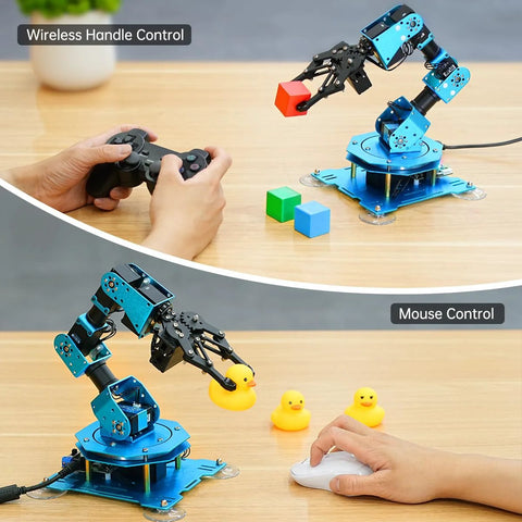 Amazon robotic arm kit, blue metal 6-DOF arm for Arduino, wireless controller and PC/app control
