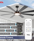 Huge 72 Inch Ceiling Fan With Lights And Remote For Indoor And Outdoor Use, featuring 8 wood blades and dimmable LED light.