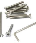Heavy Duty M8 X 70mm Stainless Steel 304 Hex Socket Flat Head Cap Screws Kit, 10 Pc, 1.25mm Thread Pitch, Countersunk Bolts