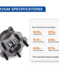 Rear Wheel Hub And Bearing Assembly For JX35 2013 QX60 2014 2020 Altima 2019 2023 Murano 2015 2023 Pathfinder 2013 2020 With ABS Top Notch Wheel Hub Bearing Replacement specifications diagram with measurements and ABS sensor inclusion highlighted.