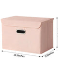 Premium Pink Fabric Storage Cubes Featuring Reinforced Stainless Steel Handles And Secure Cover Lids For Killer Closet Setup and Super Collapsible Foldable Nursery Bins To Organize Your Space Like A Pro, measuring 14.9x9.8 inches.